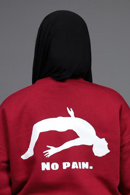 NO PAIN Burgundy Round T-Shirt