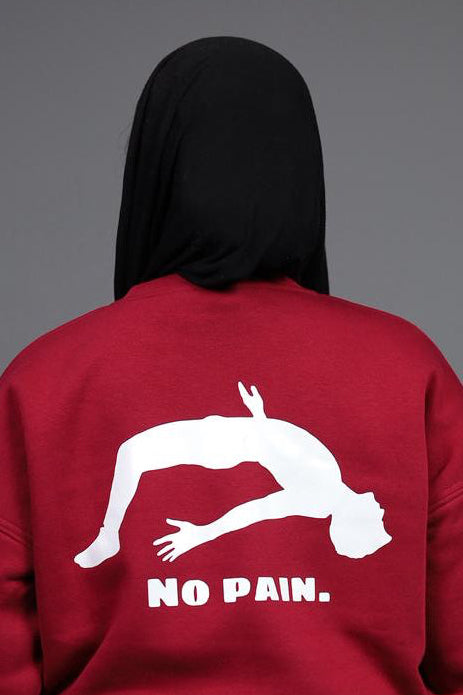 NO PAIN Burgundy Round T-Shirt