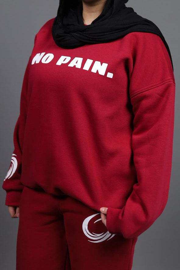 NO PAIN Burgundy Round T-Shirt