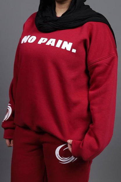 NO PAIN Burgundy Round T-Shirt