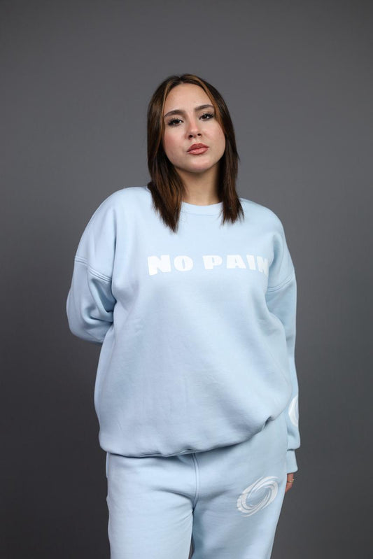 NO PAIN Baby Blue Round T-Shirt